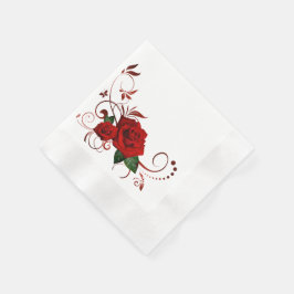 Radiale Rote Rosen Serviette