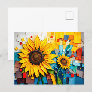 Radiale Sonnenblume im modernen Abstrakten Stil Feiertagspostkarte