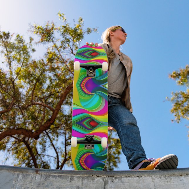 Radiales, helles Poppen-Design Skateboard (Außen 1)