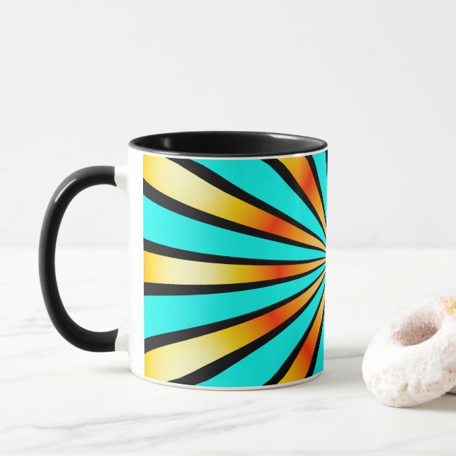 Radialmuster Grün-Gelb Tasse (Mit Donut)
