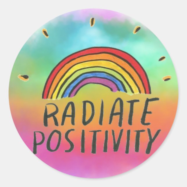 Radialpositionieraufkleber Regenbogen Runder Aufkleber (Vorderseite)