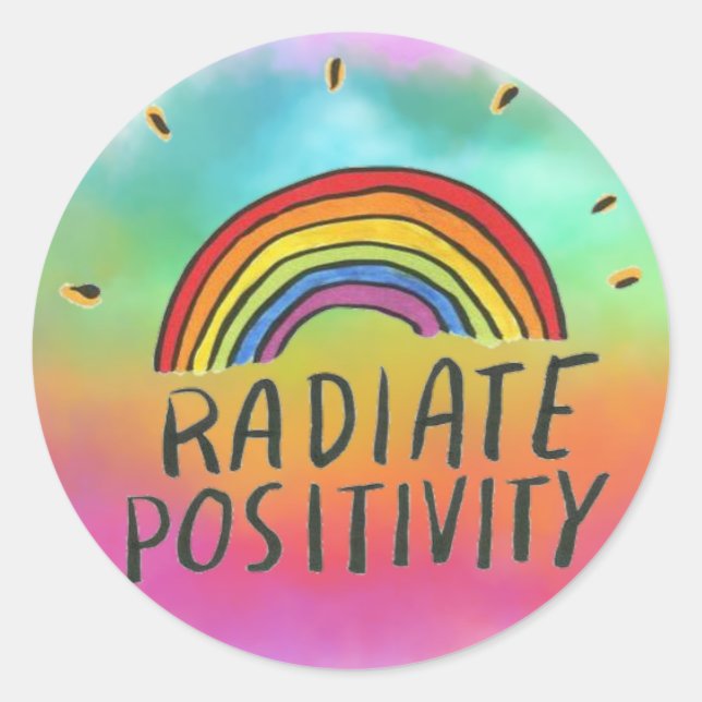 Radialpositionieraufkleber Regenbogen Runder Aufkleber (Vorderseite)