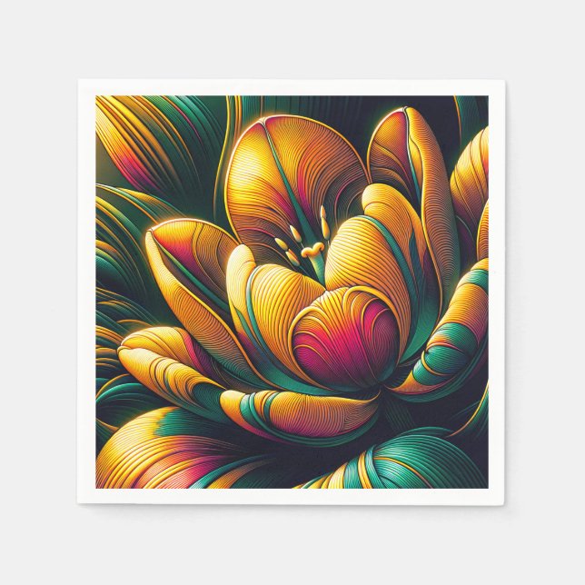 Radiant Abstrakt Tulip Bloom Serviette (Vorderseite)