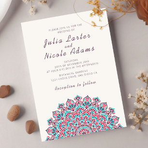Radiant Airy Crescent Moon Mandala Wedding Einladung