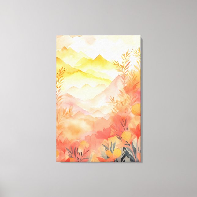 Radiant Beginns: Sonnenaufgang, Berge, Blume Leinwanddruck (Vorderseite)