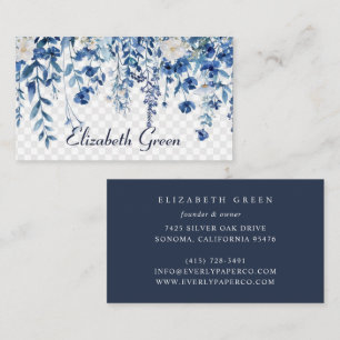Radiant Bloom Marineblaue Wasserfarbe-Floral-Ges Visitenkarte