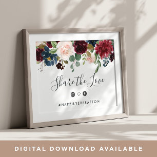Radiant Bloom Wedding Hashtag Sign Poster