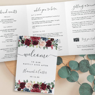 Radiant Bloom Wedding Welcome Letter & Itinerary Dreifach-gefaltete Programmkarte