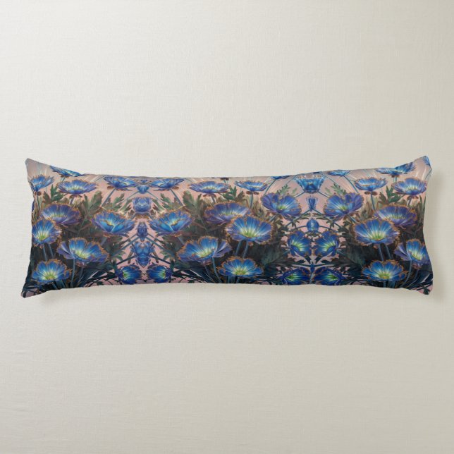 Radiant Blue Chicory Elegante - 3D Floral Seitenschläferkissen (Vorderseite)