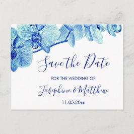 Radiant Blue Orchids Save the Date Ankündigungspostkarte