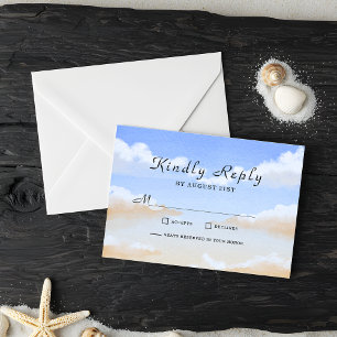 Radiant Blue Sky Summer Beach Wedding RSVP Karten