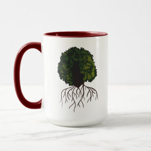Radiant Brown Afro Collage Frauen Portrait Design Tasse