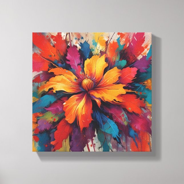 Radiant Burst of Orange Floral Energy Leinwanddruck (Vorderseite)