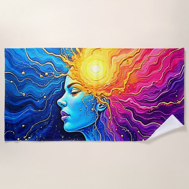 Radiant Cosmic Mind Erwachen Strandtuch (Vorderseite)