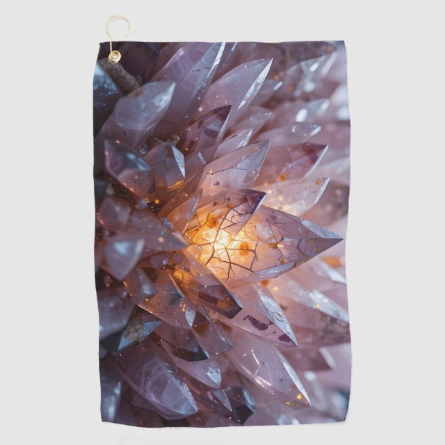 Radiant Crystal Heart Golfhandtuch (Vorderseite)