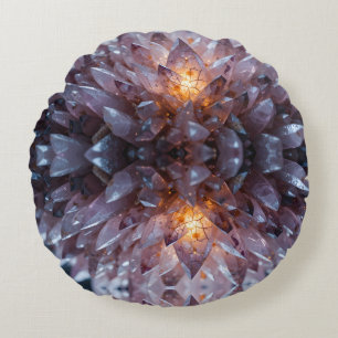 Radiant Crystal Heart Rundes Kissen
