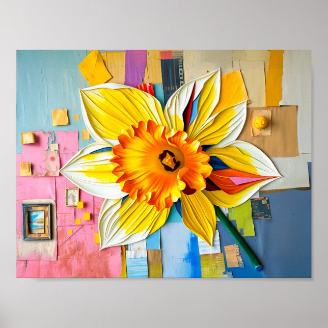 Radiant Daffodin im modernen Abstrakten Stil Poster (Vorne)