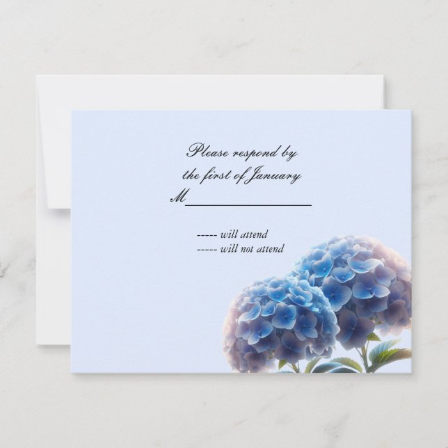 Radiant Elegance Blue Hydrangea Wedding RSVP (Vorderseite)