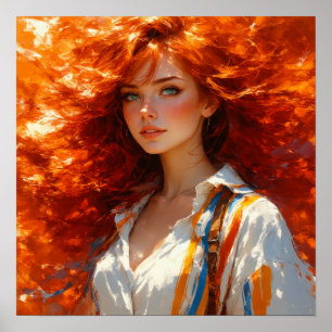 Radiant Elegance - Ölporträt zeitloser Schönheit Poster