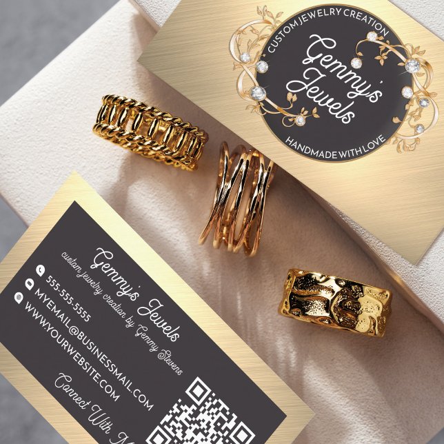 Radiant Elegant Gold Black Custom Jewelier Crafter Visitenkarte (Von Creator hochgeladen)