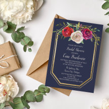 Radiant Floral Navy Blue Burgundy Brautparty