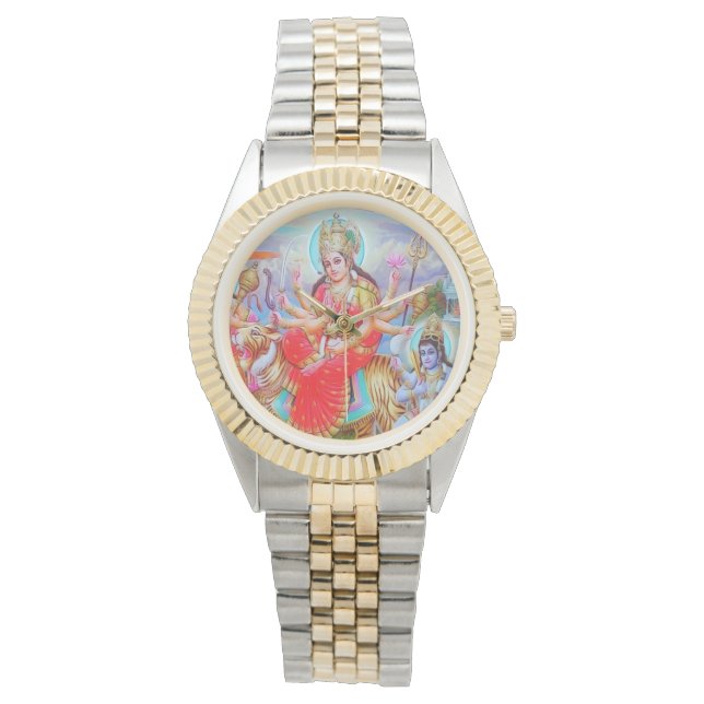 Radiant Goddess Durga Ji Painting Armbanduhr (Vorderseite)