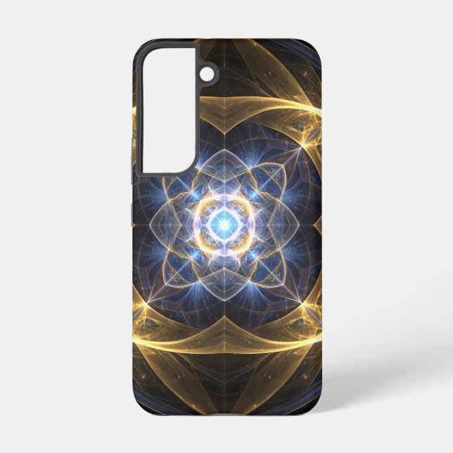 Radiant Gold Blue Fraktal Phone Case Samsung Galaxy Hülle (Rückseite)