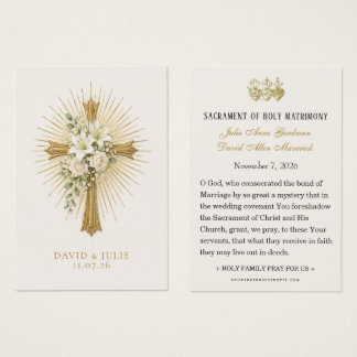 Radiant Gold Cross Wedding Blessing Prayer