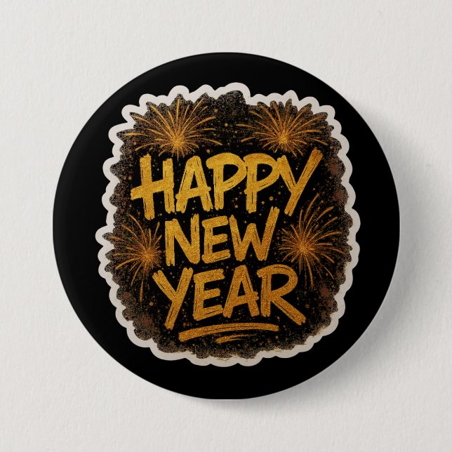 Radiant Graffiti-Style Happy New Year Explosion wi Button (Vorderseite)