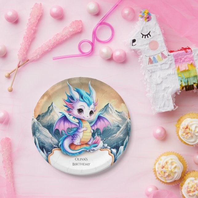 Radiant Happy Dragon Birthday Pappteller (Party)
