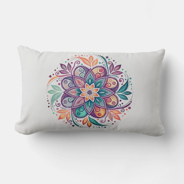 “Radiant Harmony Mandala" Lendenkissen (Vorderseite)
