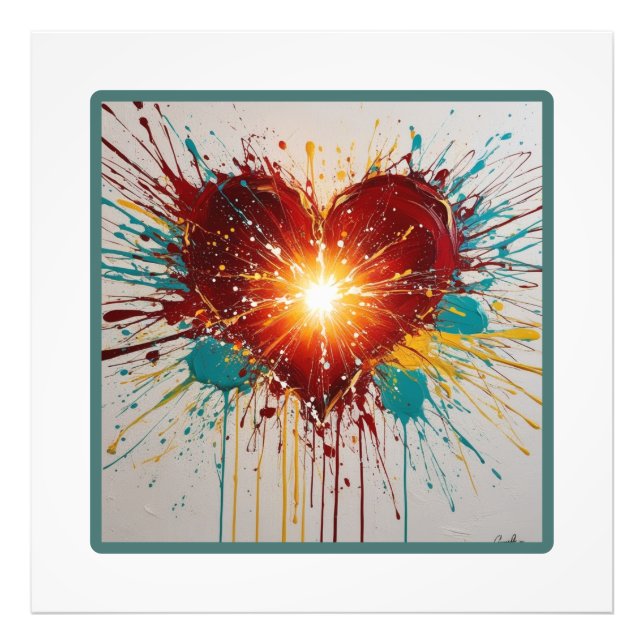 Radiant Heart Burst: Liebe in Vollblut Fotodruck (Vorne)