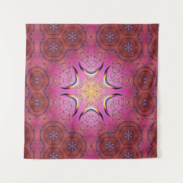 Radiant Heart Kaleidoskop Wandteppich (Vorderseite (Horizontal))