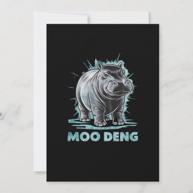 Radiant Hippo Moo Deng Einladung (Vorderseite)