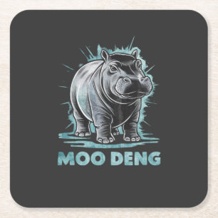 Radiant Hippo Moo Deng Rechteckiger Pappuntersetzer
