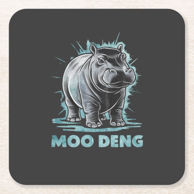 Radiant Hippo Moo Deng Rechteckiger Pappuntersetzer (Vorderseite)