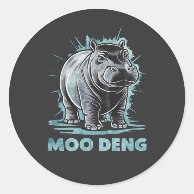 Radiant Hippo Moo Deng Runder Aufkleber (Vorderseite)