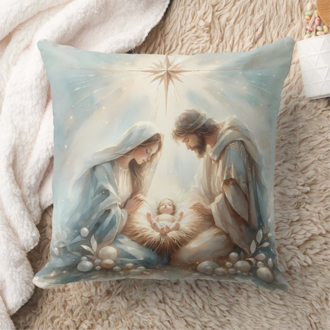 Radiant Holy Family Nativity Scene Kissen (Decke)