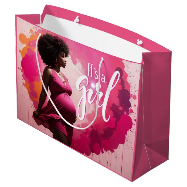 Radiant Joy: Vibrant Es ist eine männliche ethnisc Große Geschenktüte (Rückseite Schrägansicht)