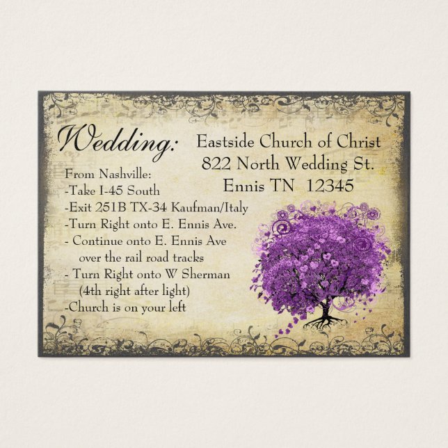 Radiant Lila Heart Leaf Tree Wedding (Vorderseite)