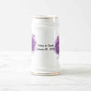 Radiant Lila Heart Leaf Tree Wedding Bierglas