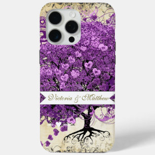 Radiant Lila Heart Leaf Tree Wedding Case-Mate iPhone Hülle