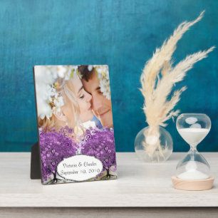 Radiant Lila Heart Leaf Tree Wedding Fotoplatte