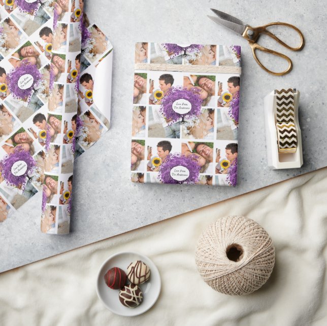 Radiant Lila Heart Leaf Tree Wedding Geschenkpapier (Kunsthandwerk)