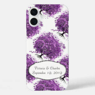 Radiant Lila Heart Leaf Tree Wedding iPhone 16 Plus Hülle