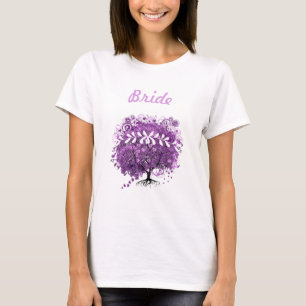 Radiant Lila Heart Leaf Tree Wedding T-Shirt