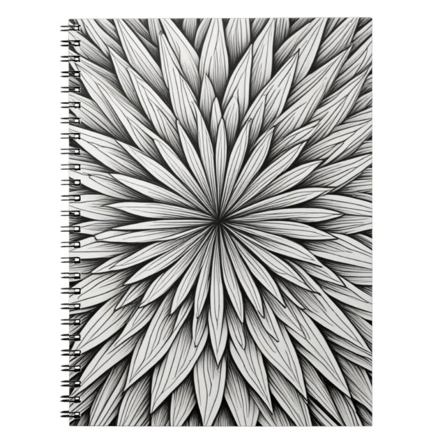 Radiant Line Art Bloom Notebook Notizblock (Vorderseite)