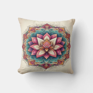 Radiant Lotus Mandala blüht Gelassenheit Kissen