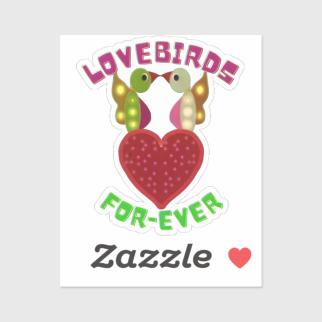Radiant Lovebirds Heart Design  Aufkleber (Blatt)