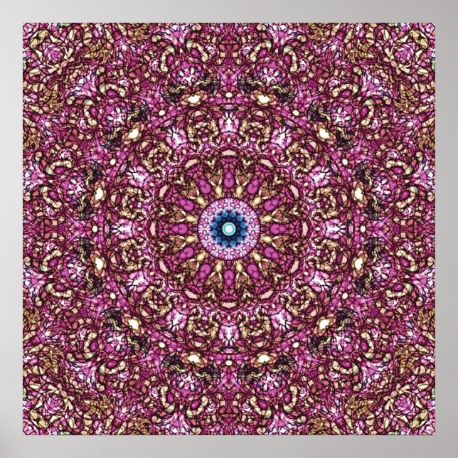 Radiant Magenta Mandala Kaleidoscope Print Poster (Vorne)